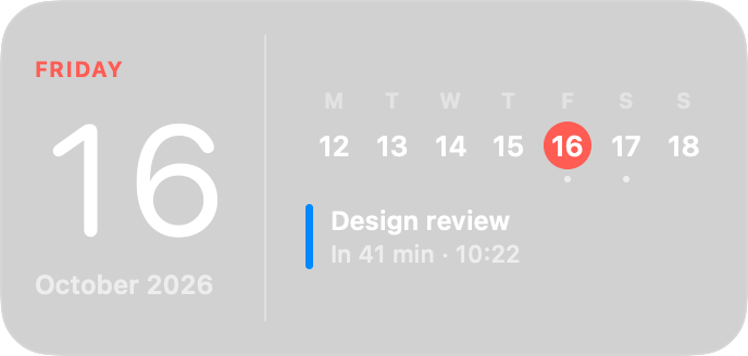 Calendar widget, Date style