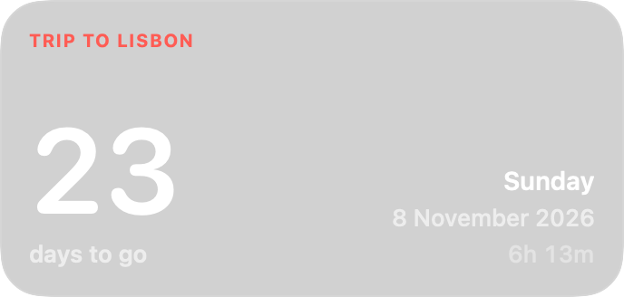 Countdown widget, Days style
