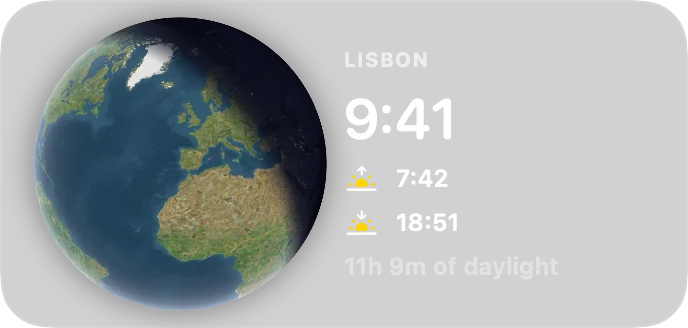 Earth widget, Globe style