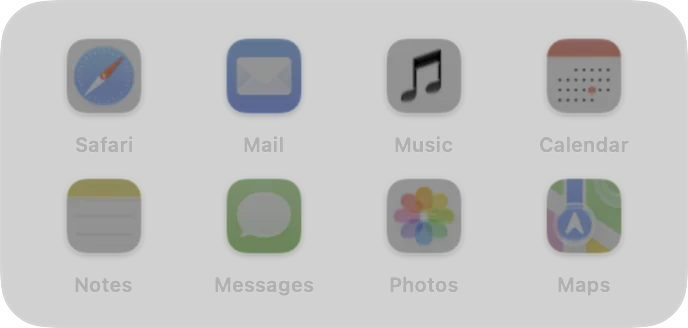 Favourite Apps widget, Grid style