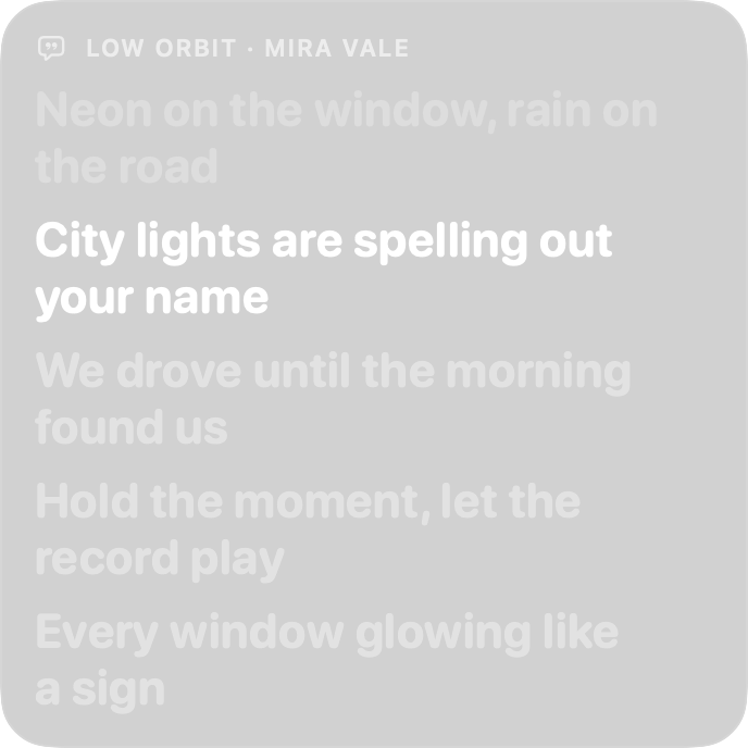 Live Lyrics widget, Lyrics style