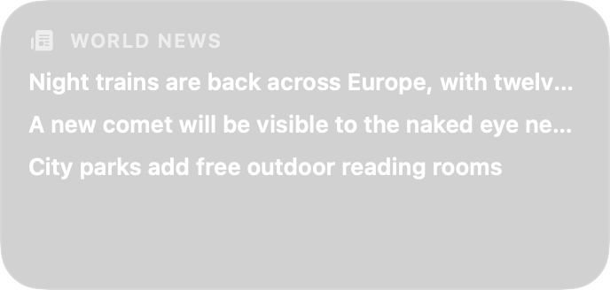News widget, Headlines style